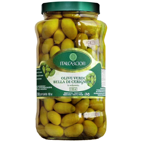 Italcarciofi Oliven grün / 3G in Salzlake, 3100-ml-Glas